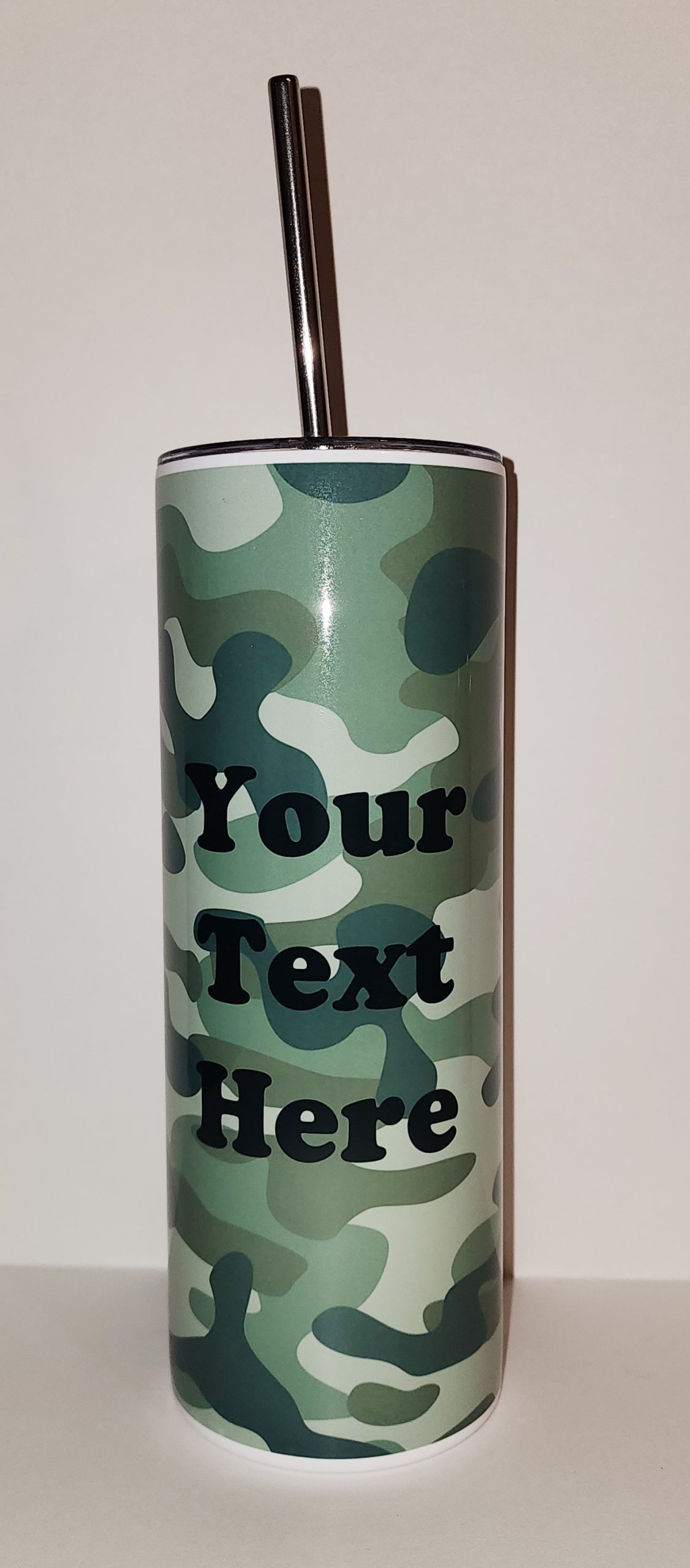 A close up of the front of a water bottle