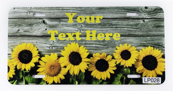 A wooden background with sunflowers and custom text.