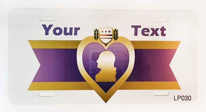 A purple and gold heart with the words " your text ".