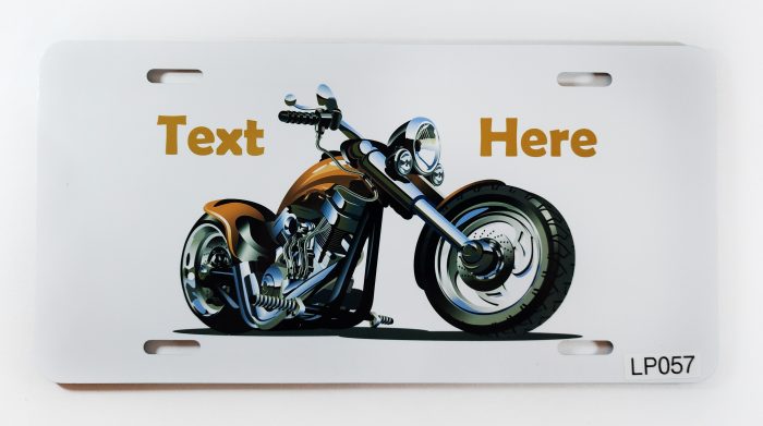 A motorcycle is shown with the words " text here ".