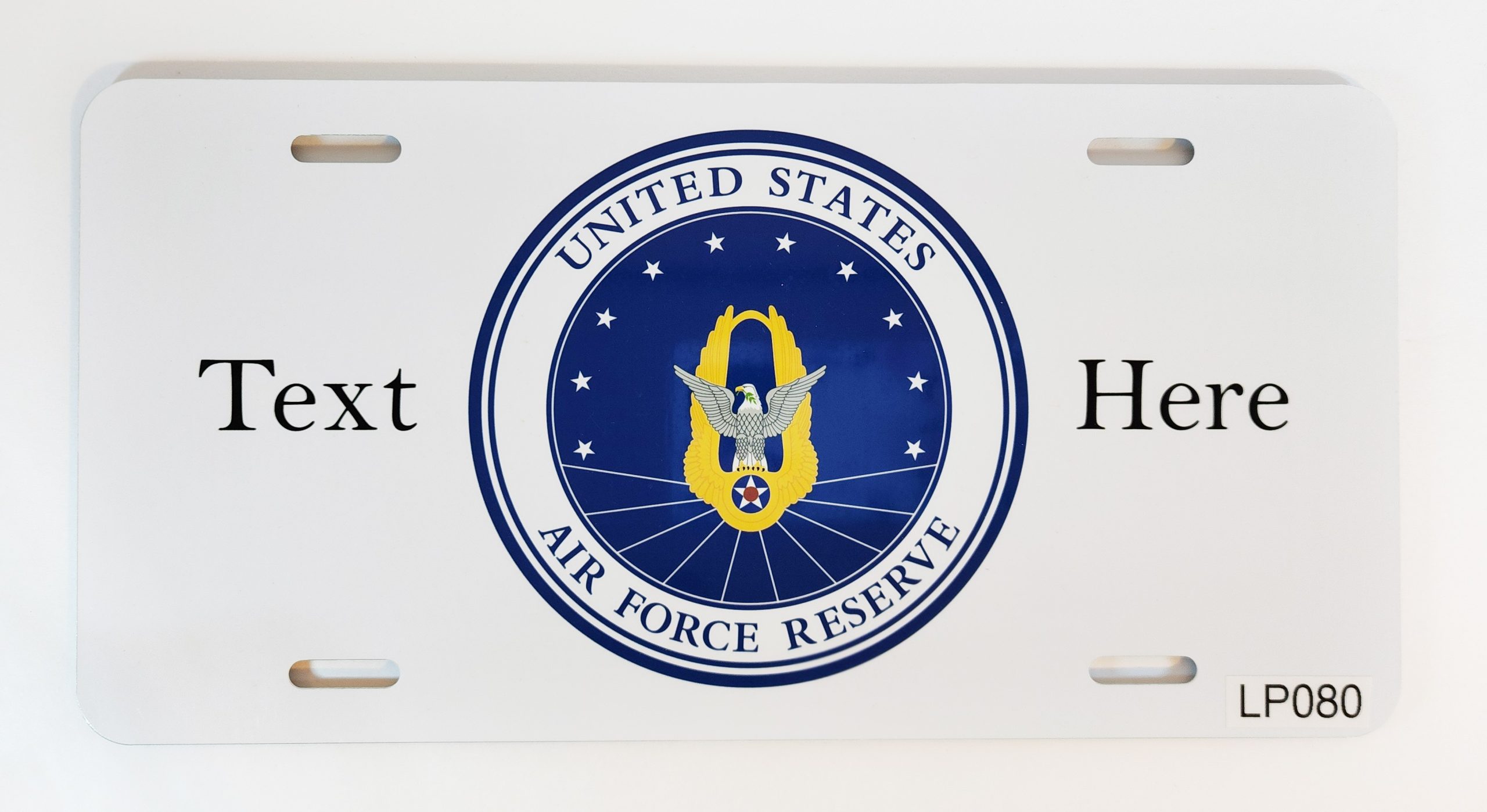 A white plate with the words " next next next next " and " united states air force reserve."