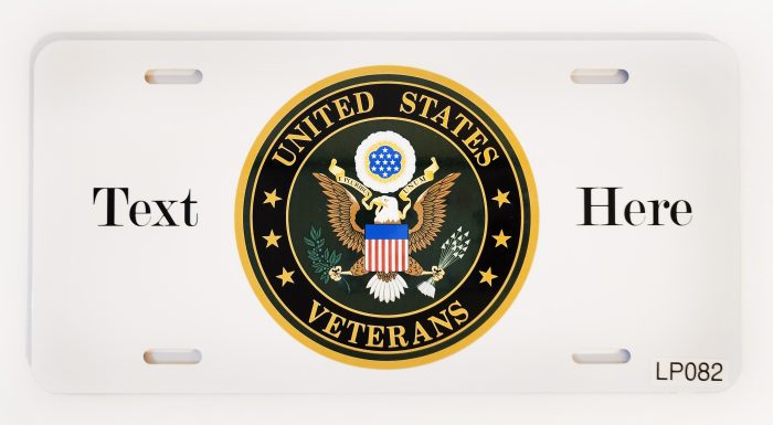 A white plate with the seal of the united states veterans.