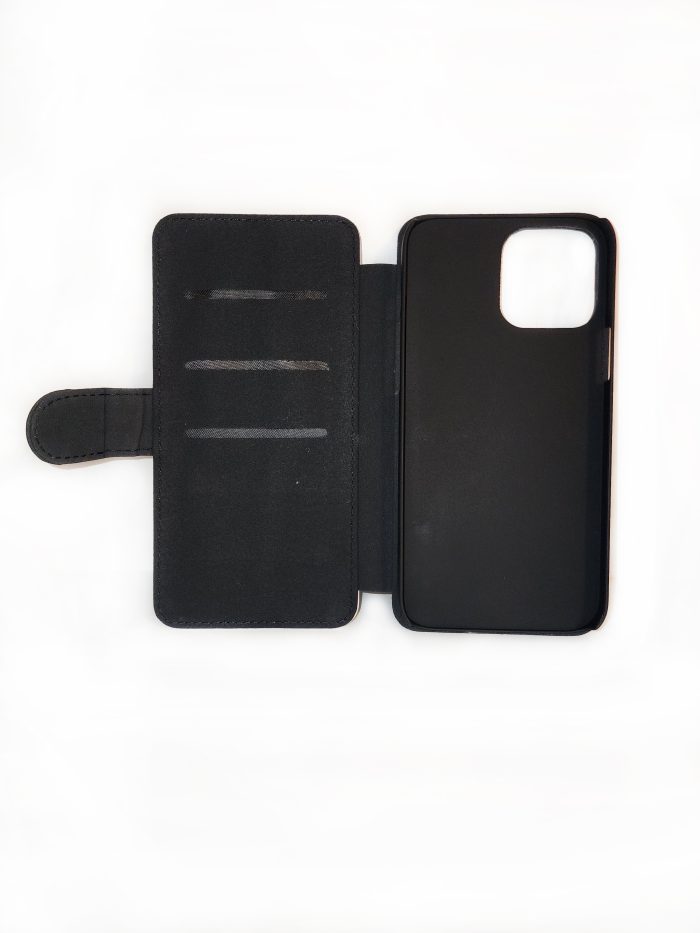 A phone case that is open to show the back cover.