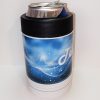 A can holder with a picture of the ocean on it.