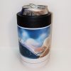 A can holder with a picture of a guitar on it.